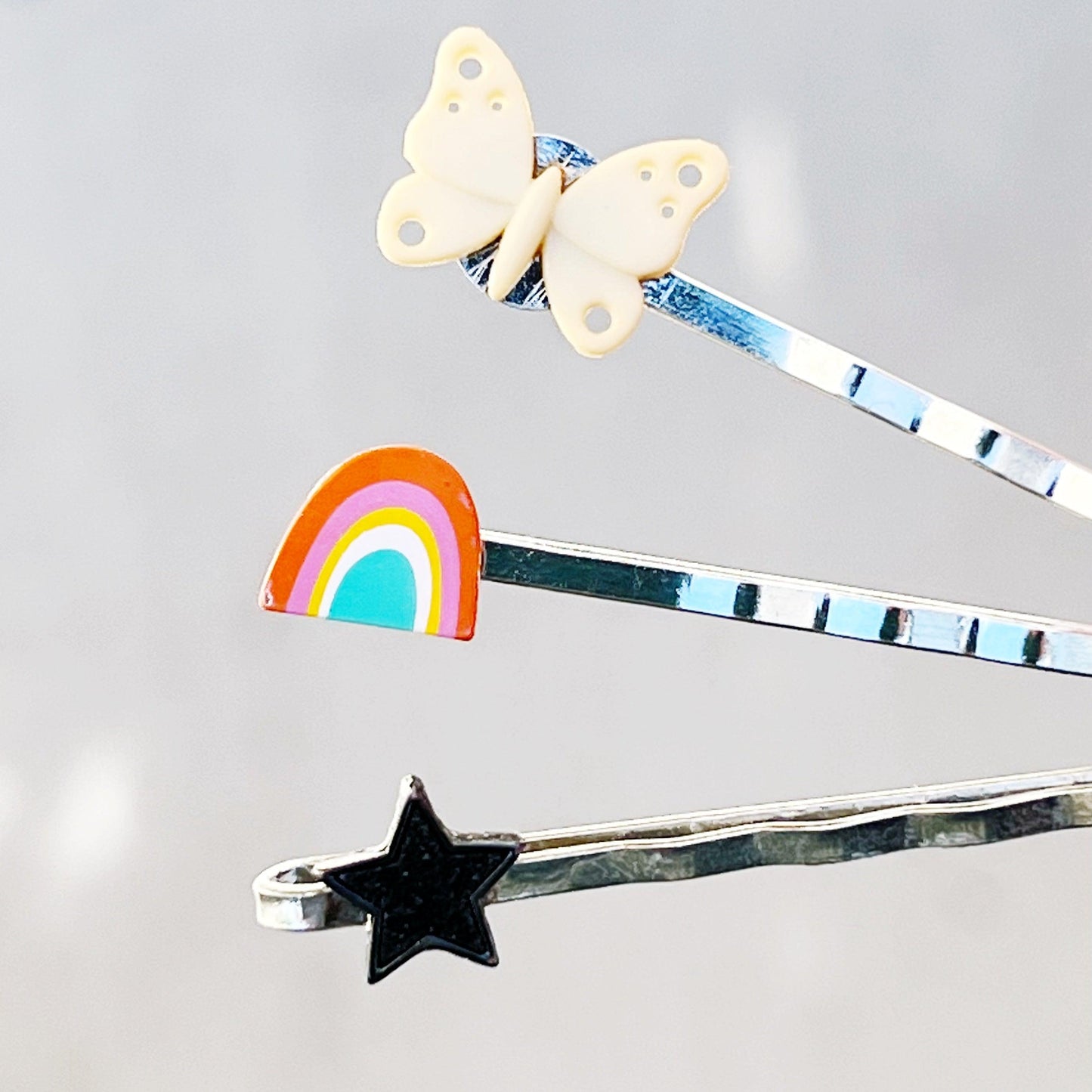 Butterfly, Star & Rainbow Hair Pins - Whimsical and Colorful Hair Accessories