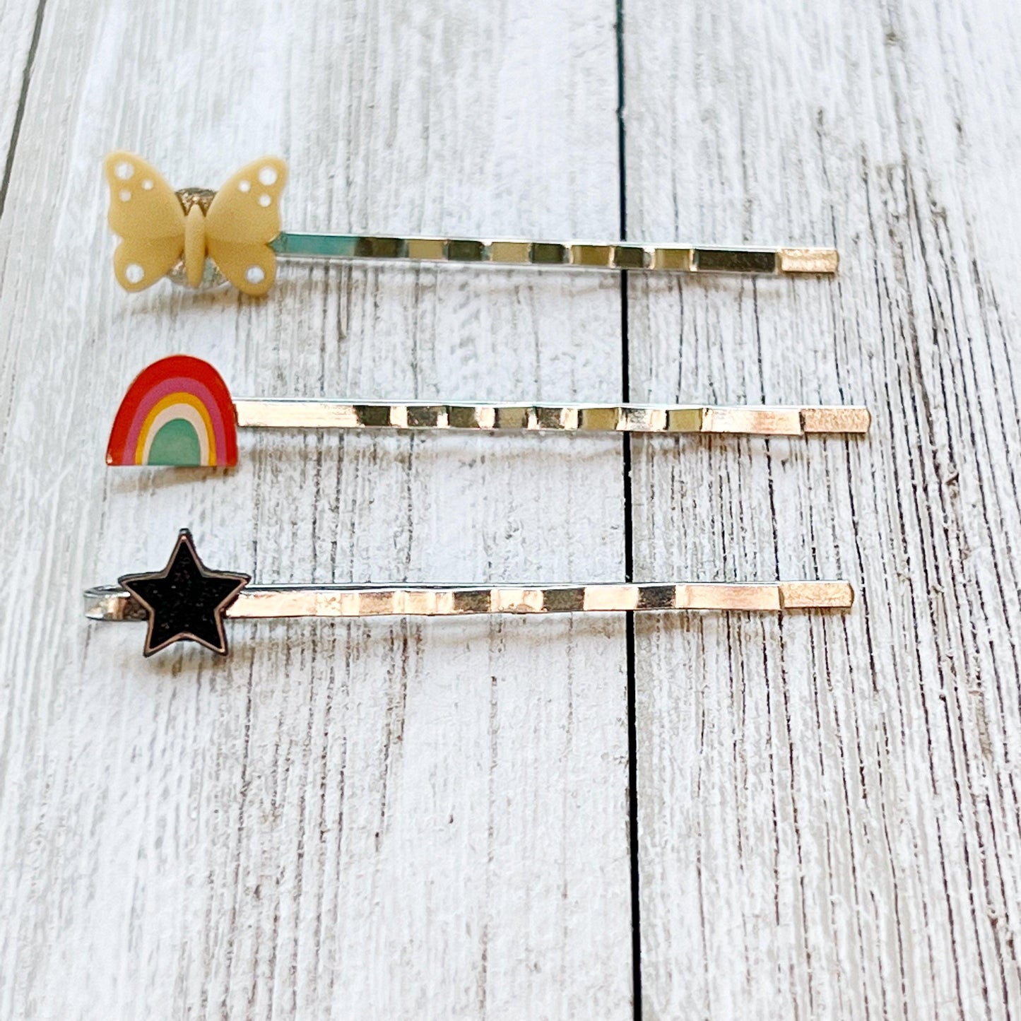 Butterfly, Star & Rainbow Hair Pins - Whimsical and Colorful Hair Accessories