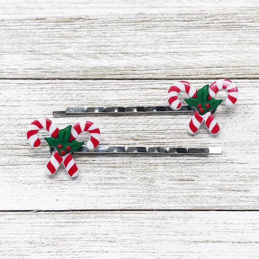 Candy Cane Bobby Pins - Festive Accessories for Holiday Hairstyles