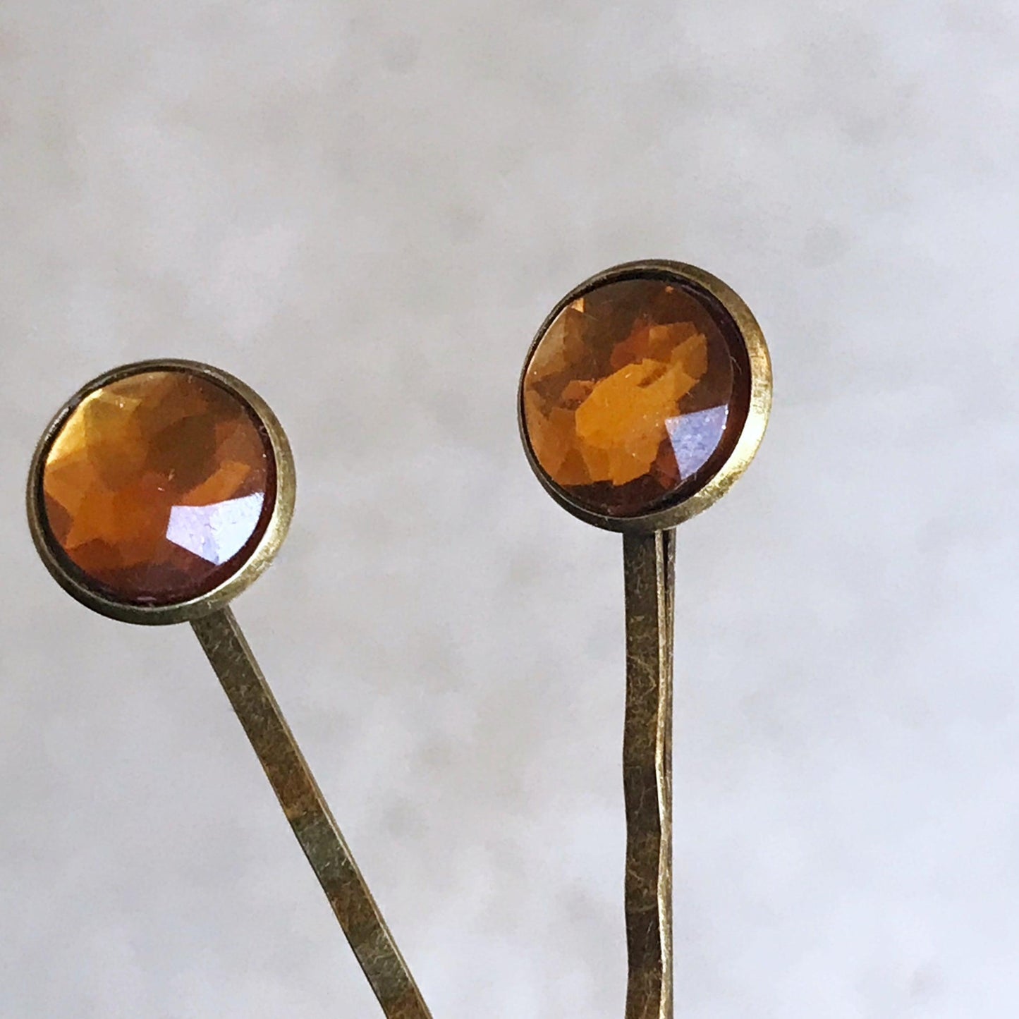 Brown Acrylic Brass Hair Pins - Elegant Hair Accessories