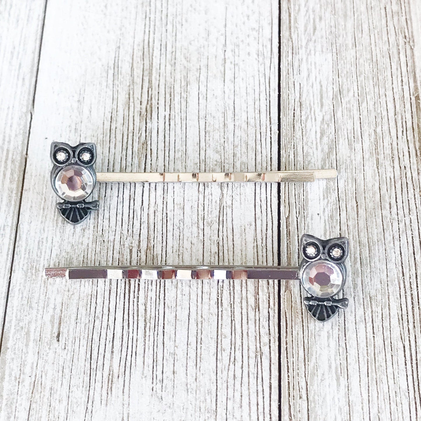 Clear Rhinestone Owl Hair Pins - Sparkling Owl-Inspired Accessories