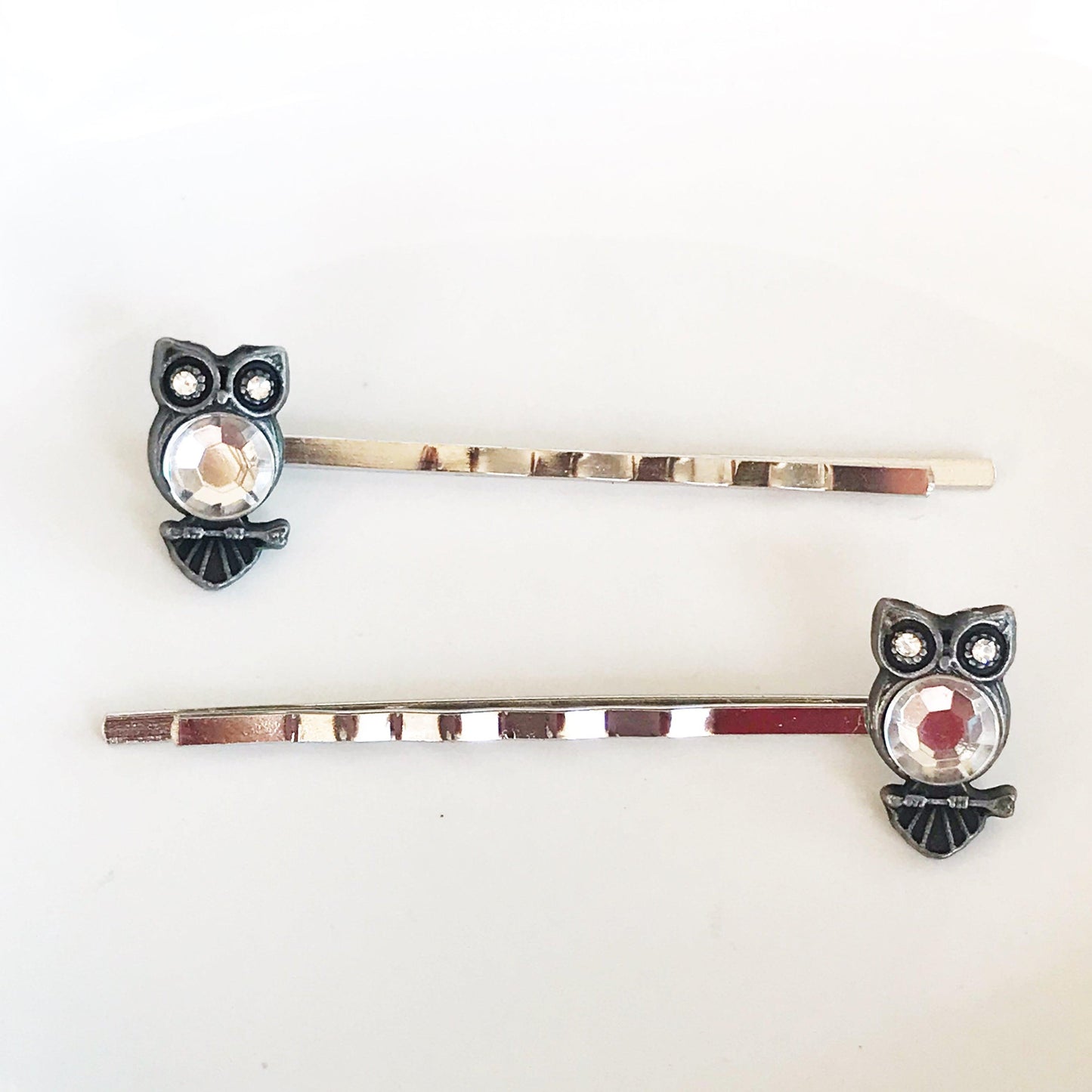Clear Rhinestone Owl Hair Pins - Sparkling Owl-Inspired Accessories