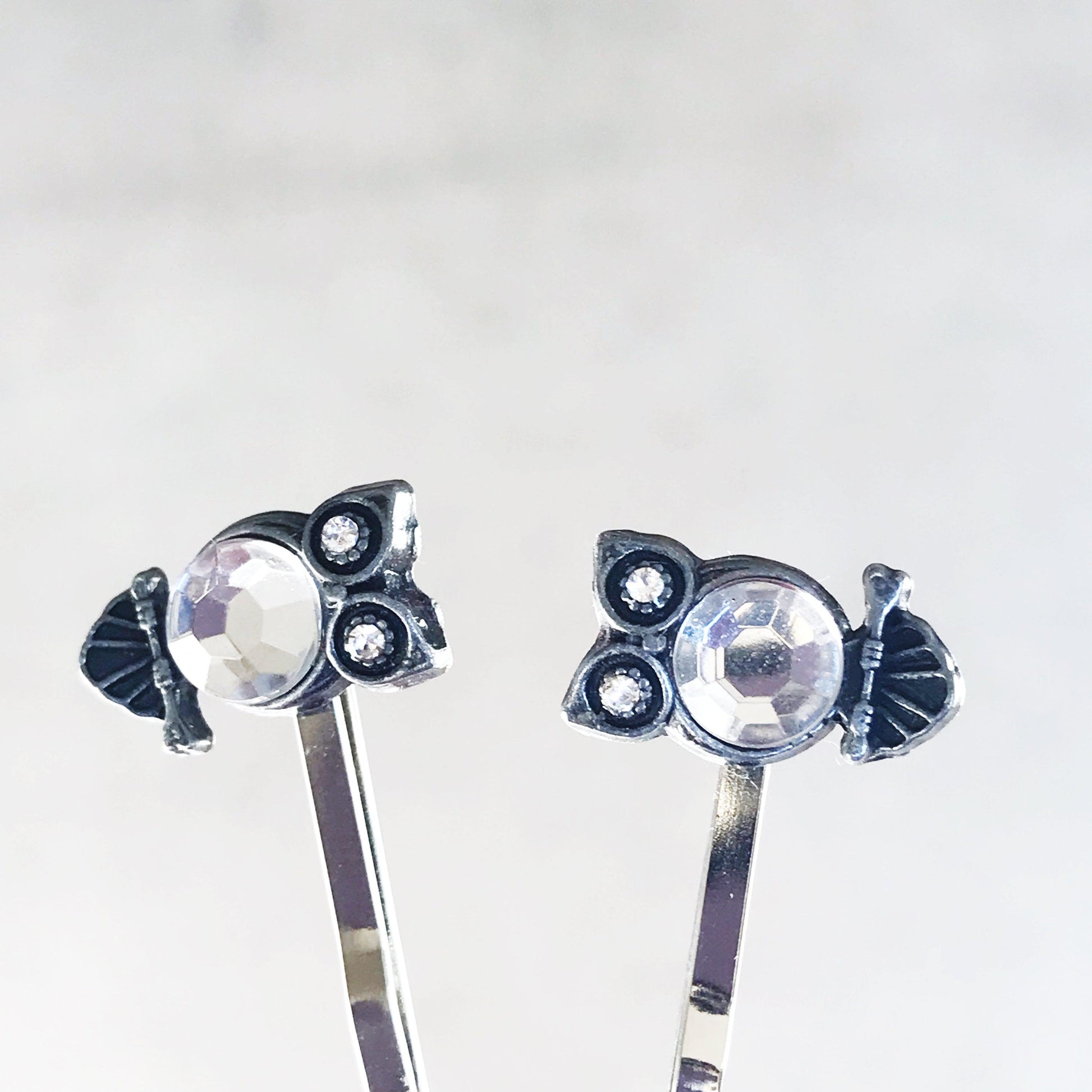 Clear Rhinestone Owl Hair Pins - Sparkling Owl-Inspired Accessories