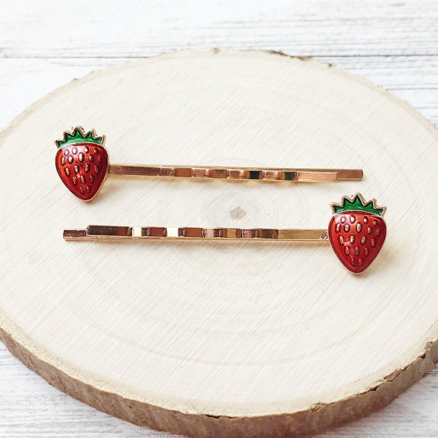 Enamel Strawberry Bobby Pins: Sweet Accessories for Fun & Flirty Hairstyles