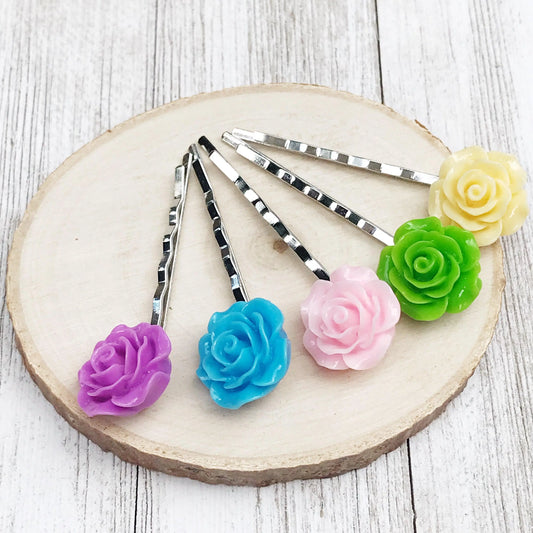 Floral Bobby Pin, Flower Hair Pin Wedding Hair Piece Embellished Boho Hair Pin Bridal Hair Accessory