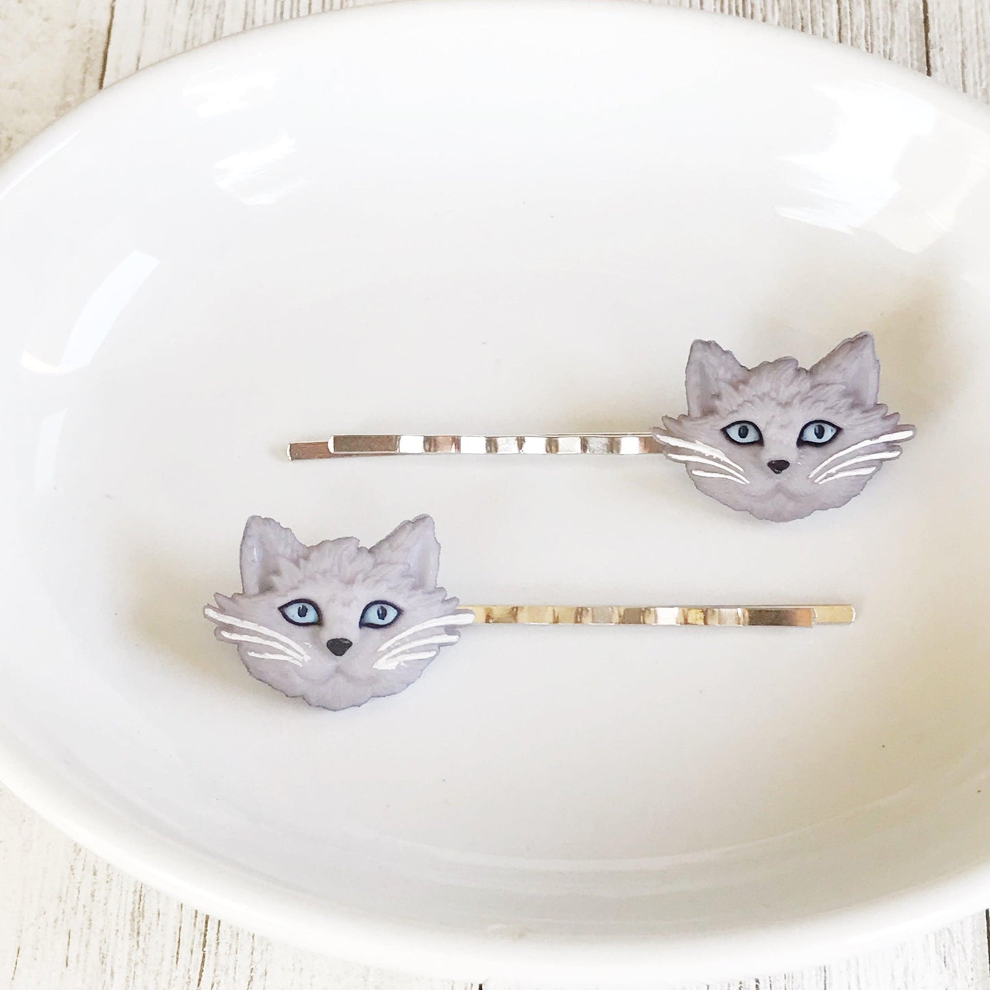 Gray Cat Hair Pins for Women and Girls