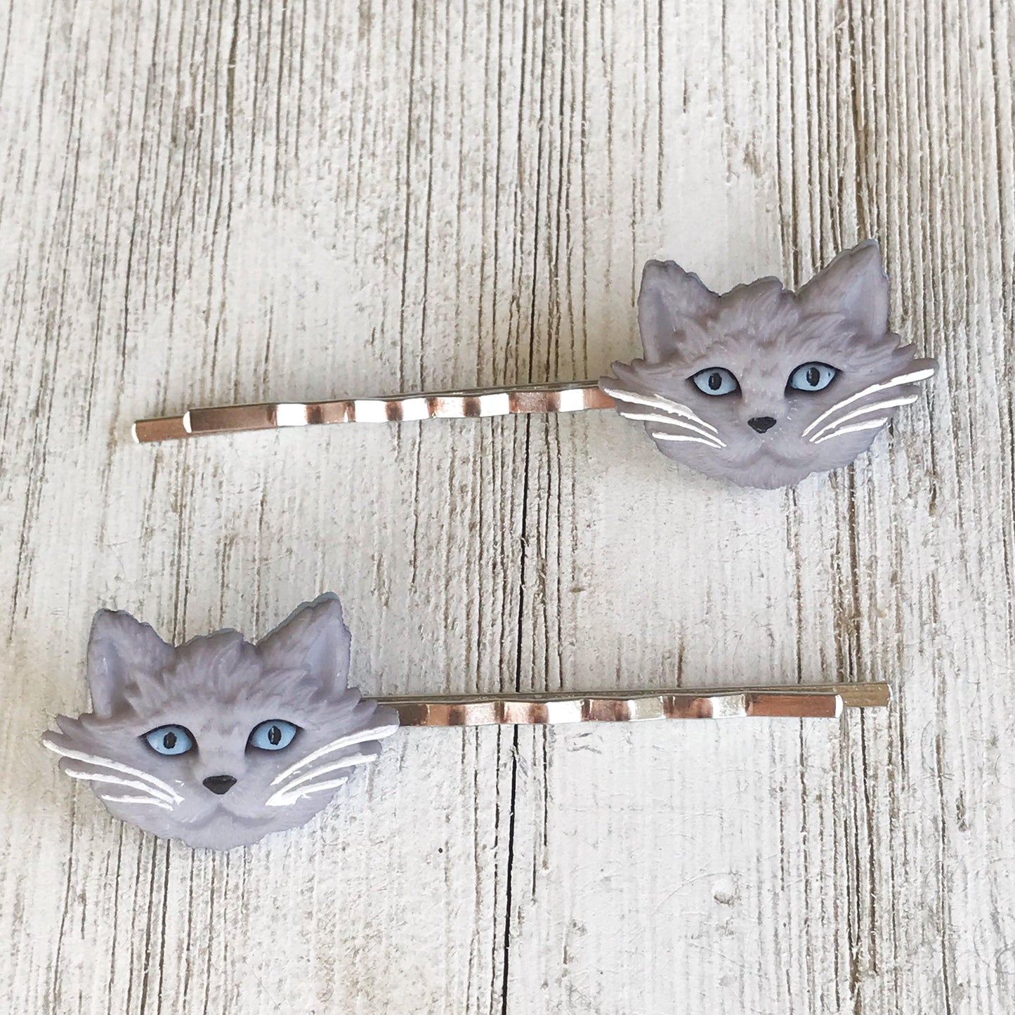 Gray Cat Hair Pins for Women and Girls