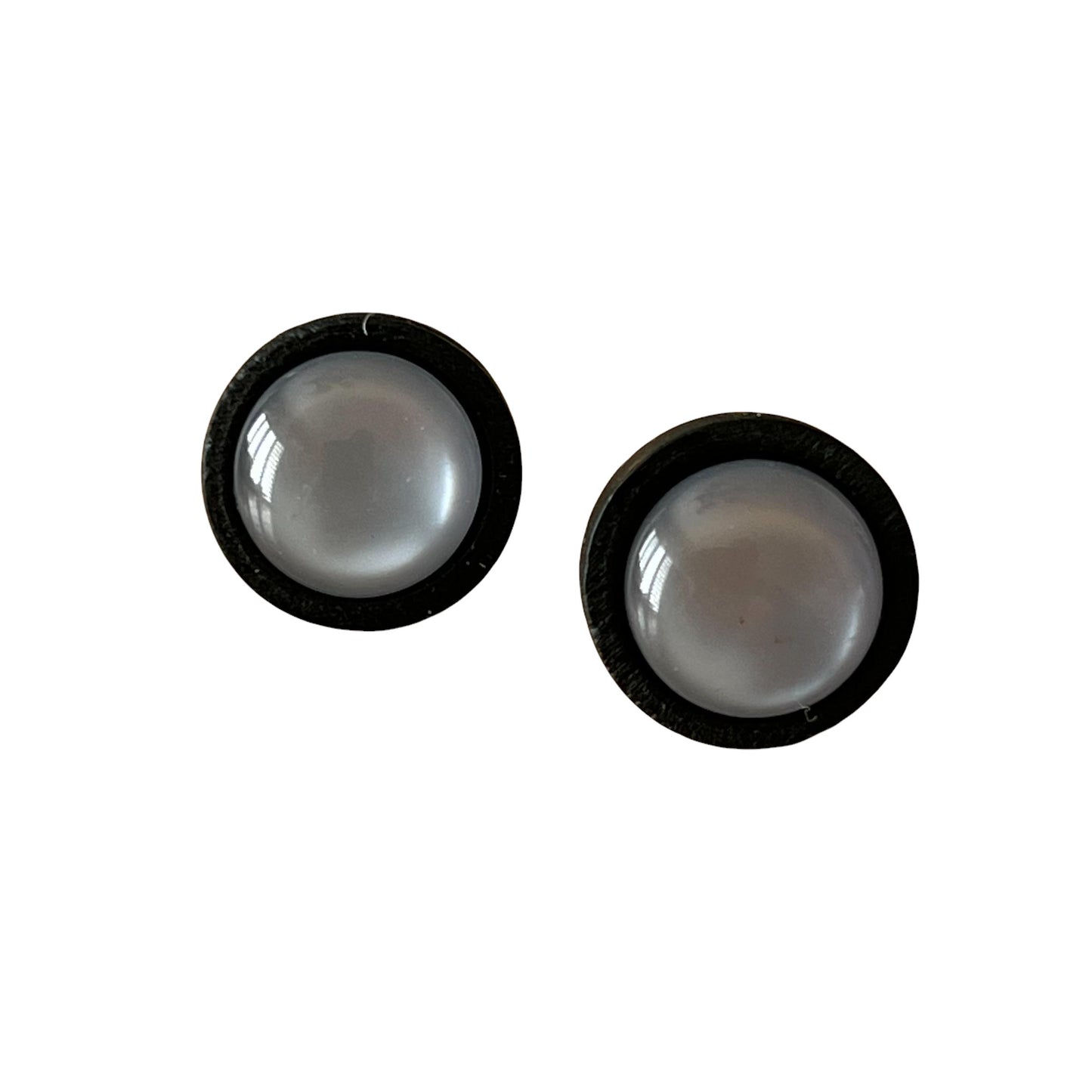 Gray Resin Black Wood Unisex Stud Earrings - Stylish & Versatile Accessories