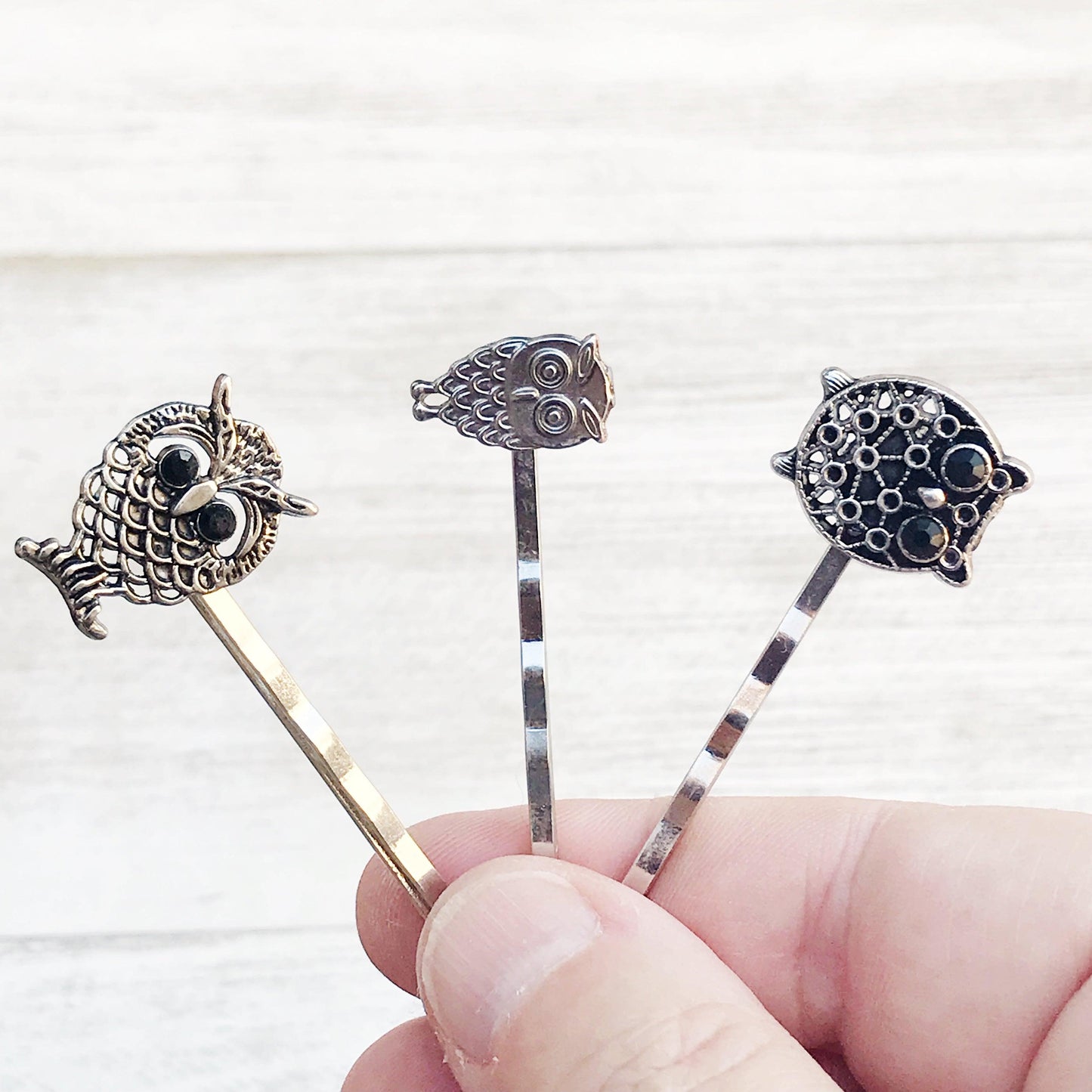 Set of 3 Decorative Owl Bobby Pins: Whimsical Accessories for Playful Hairstyles