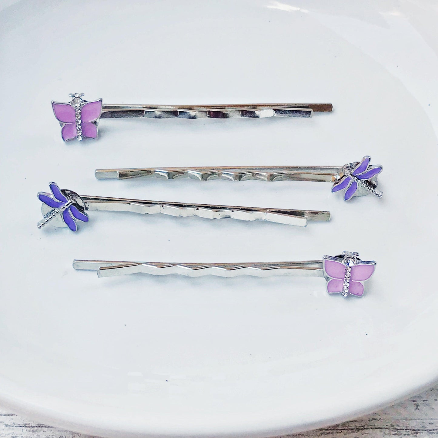 Pink Butterfly & Purple Dragonfly Hair Pin Set - Set of 4 Stylish Accessories for Hair