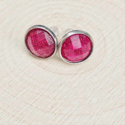 Pink Glitter Acrylic Stud Earrings: Shimmering Accessories for Stylish Statements