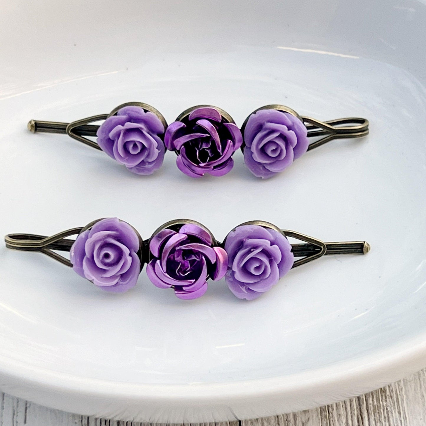 Purple Flower Hair Pin, Womans Hair Pin, Purple Floral Bobby Pin, Decorative Bobby Pin, Womans Hair Clip, Wedding Hair Pin, Brides Bobby Pin