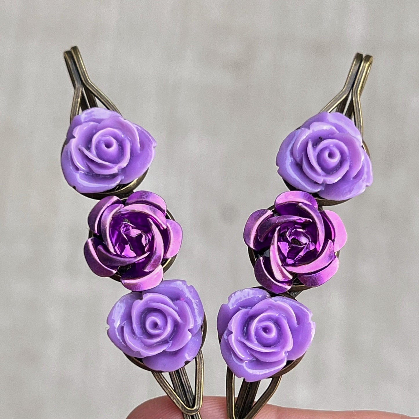 Purple Flower Hair Pin, Womans Hair Pin, Purple Floral Bobby Pin, Decorative Bobby Pin, Womans Hair Clip, Wedding Hair Pin, Brides Bobby Pin
