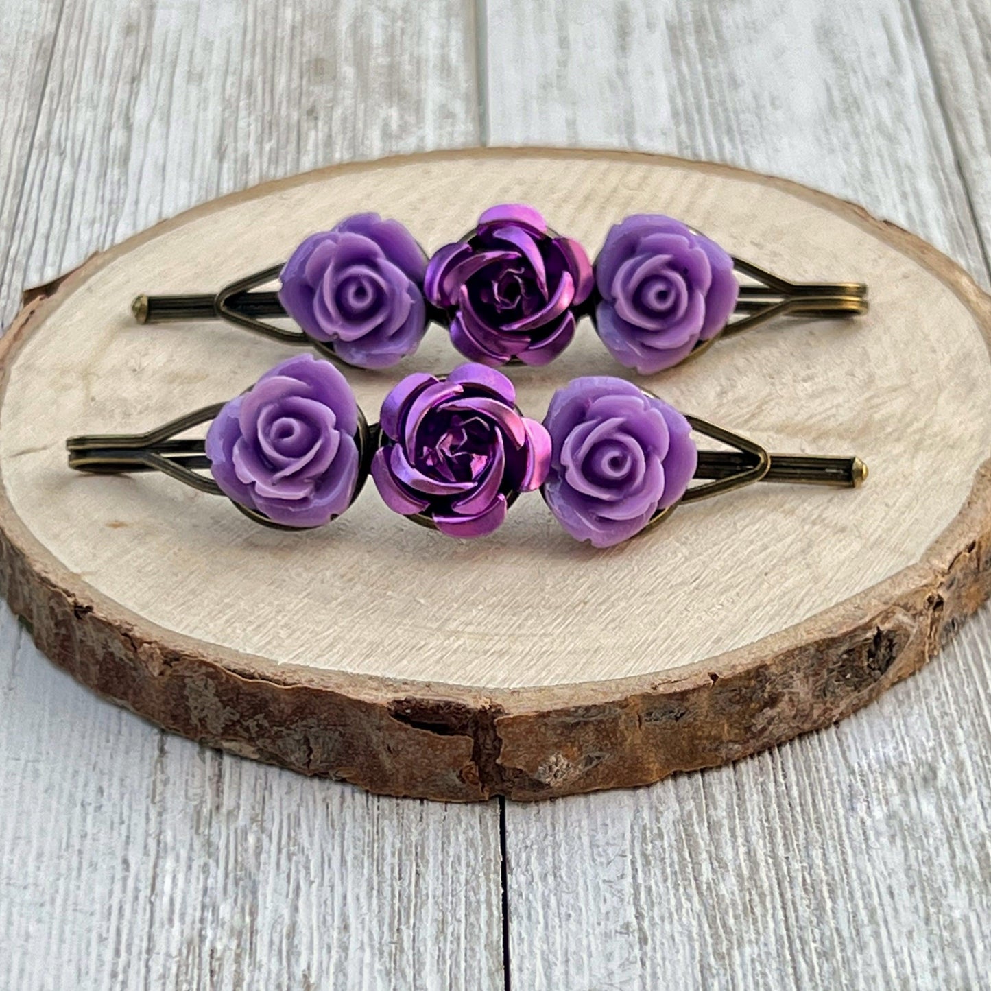 Purple Flower Hair Pin, Womans Hair Pin, Purple Floral Bobby Pin, Decorative Bobby Pin, Womans Hair Clip, Wedding Hair Pin, Brides Bobby Pin
