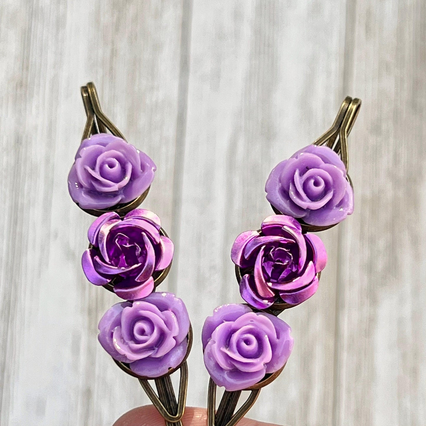 Purple Flower Hair Pin, Womans Hair Pin, Purple Floral Bobby Pin, Decorative Bobby Pin, Womans Hair Clip, Wedding Hair Pin, Brides Bobby Pin