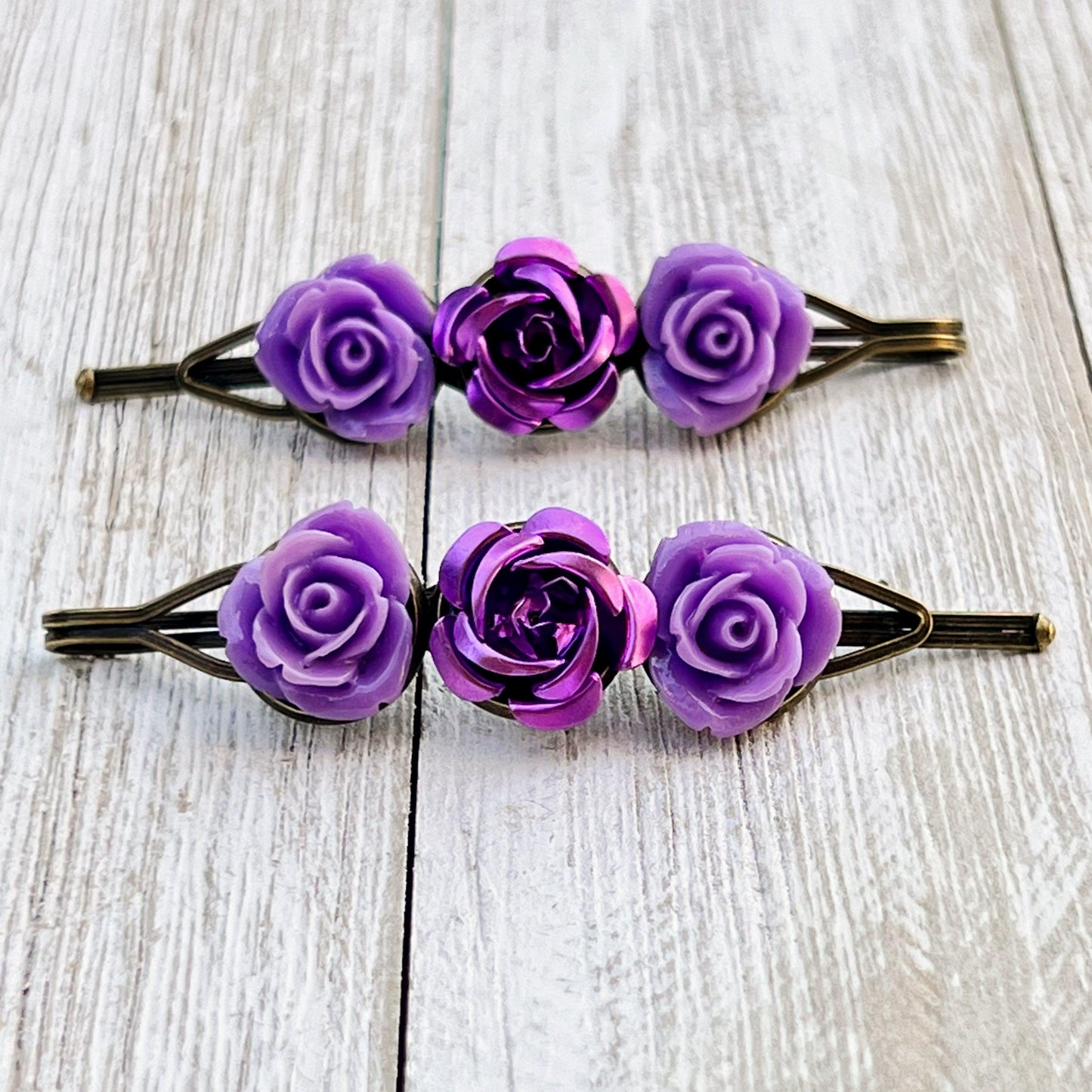 Purple Flower Hair Pin, Womans Hair Pin, Purple Floral Bobby Pin, Decorative Bobby Pin, Womans Hair Clip, Wedding Hair Pin, Brides Bobby Pin