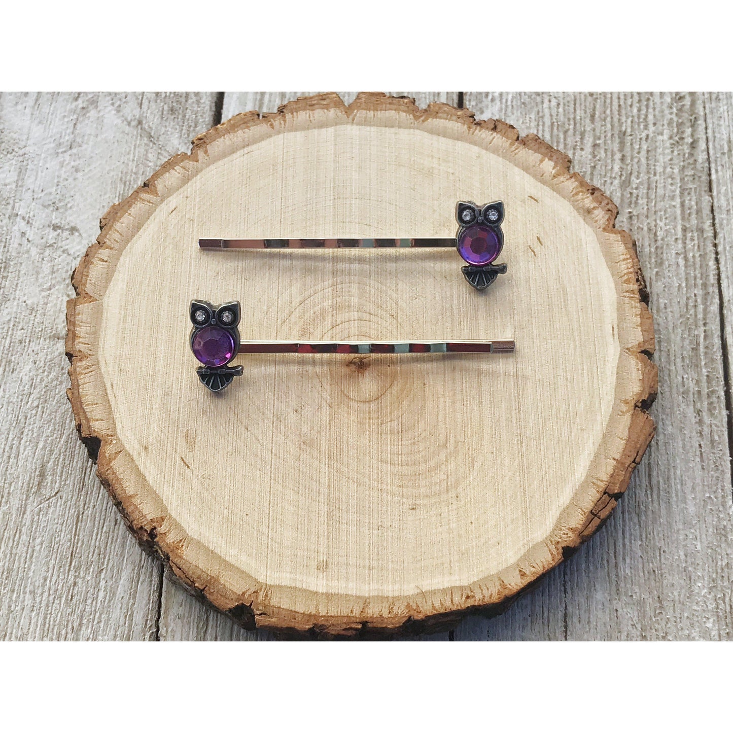 Purple Rhinestone Owl Bobby Pins: Sparkling Owl Accents for Unique Hairstyles