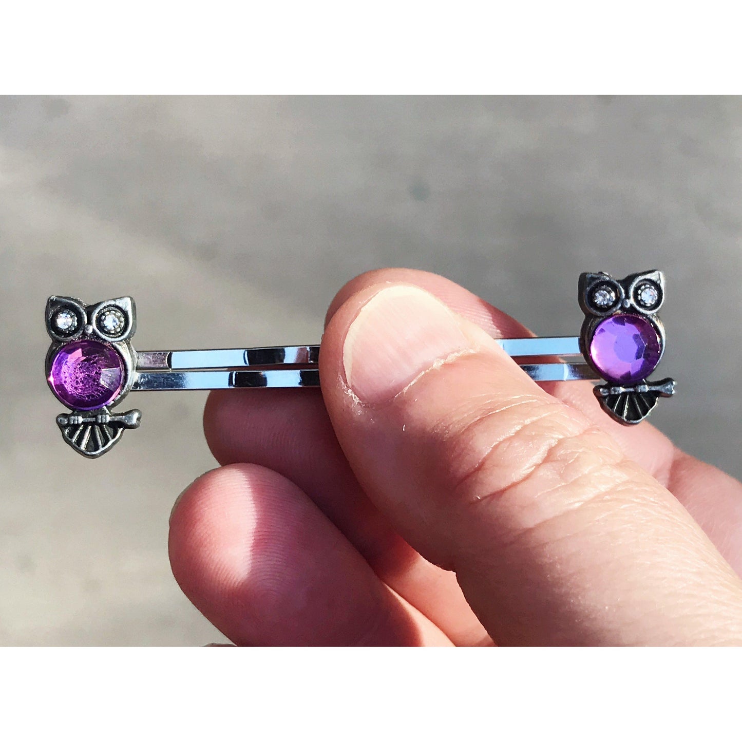 Purple Rhinestone Owl Bobby Pins: Sparkling Owl Accents for Unique Hairstyles