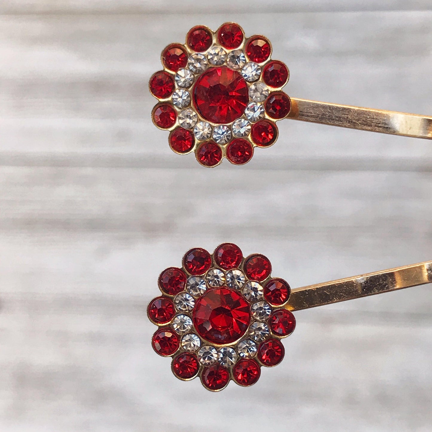 Red Rhinestone Hair Pins, Red Flower Hair Pins, Hair Pins For Woman, Womens Hair Pin, Decorative Bobby Pins, Mothers Day Gift, Wedding Hair Pins