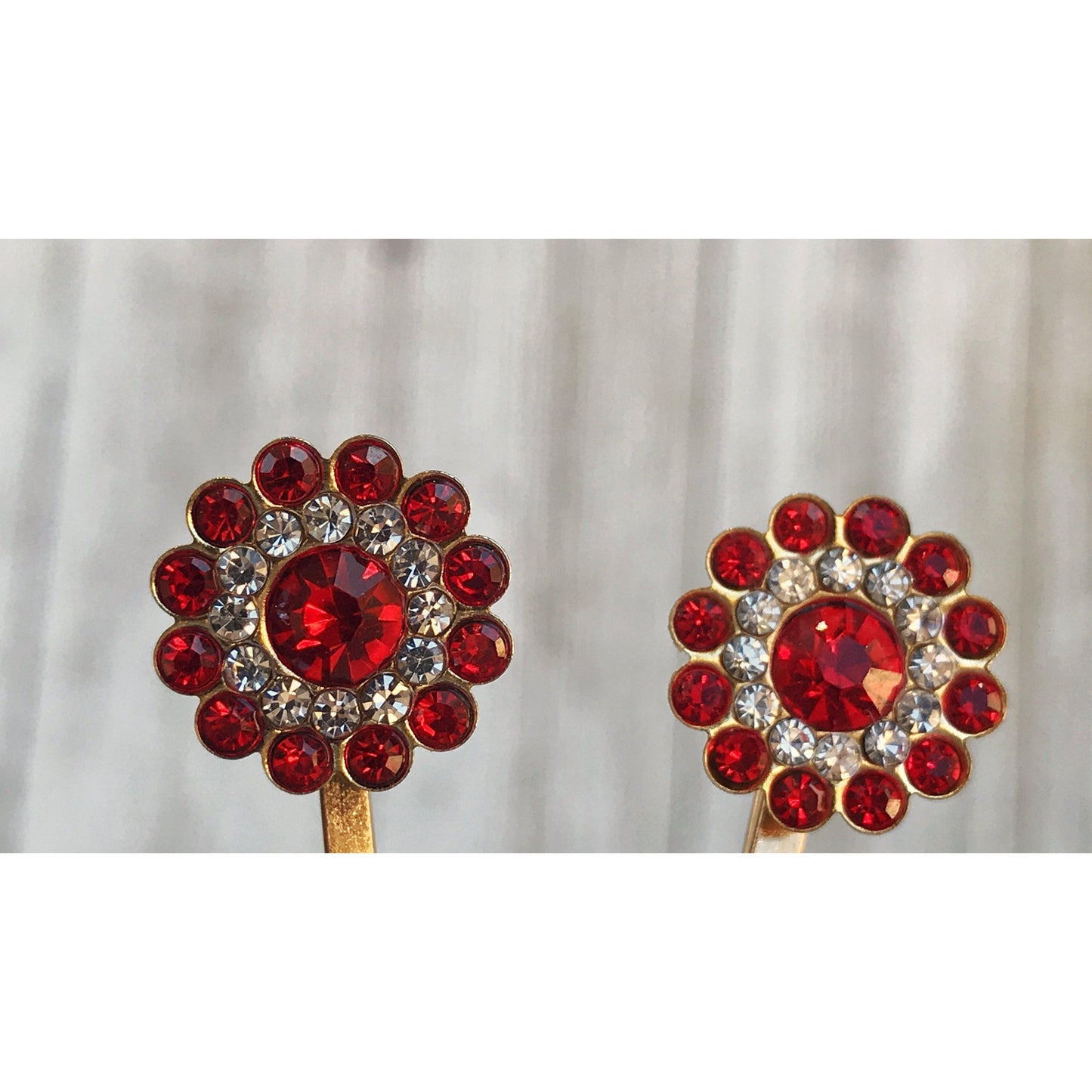 Red Rhinestone Hair Pins, Red Flower Hair Pins, Hair Pins For Woman, Womens Hair Pin, Decorative Bobby Pins, Mothers Day Gift, Wedding Hair Pins