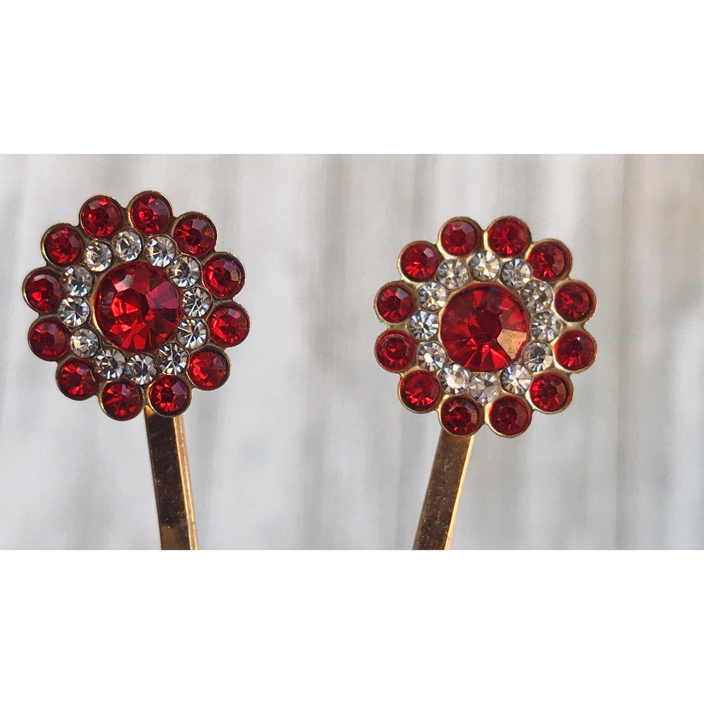 Red Rhinestone Hair Pins, Red Flower Hair Pins, Hair Pins For Woman, Womens Hair Pin, Decorative Bobby Pins, Mothers Day Gift, Wedding Hair Pins