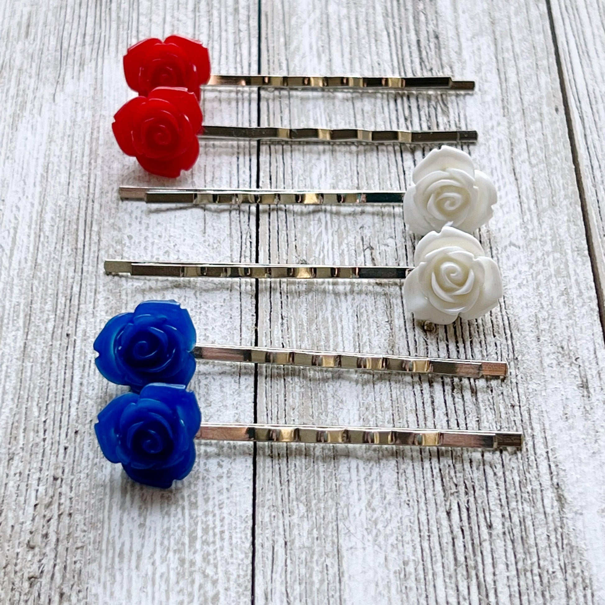 Red White Blue Flower Hair Pin, Fourth of July, Womens Hair Clip, Decorative Bobby Pin, 4th of July Hair Accessories, Womans Hair, Patriotic
