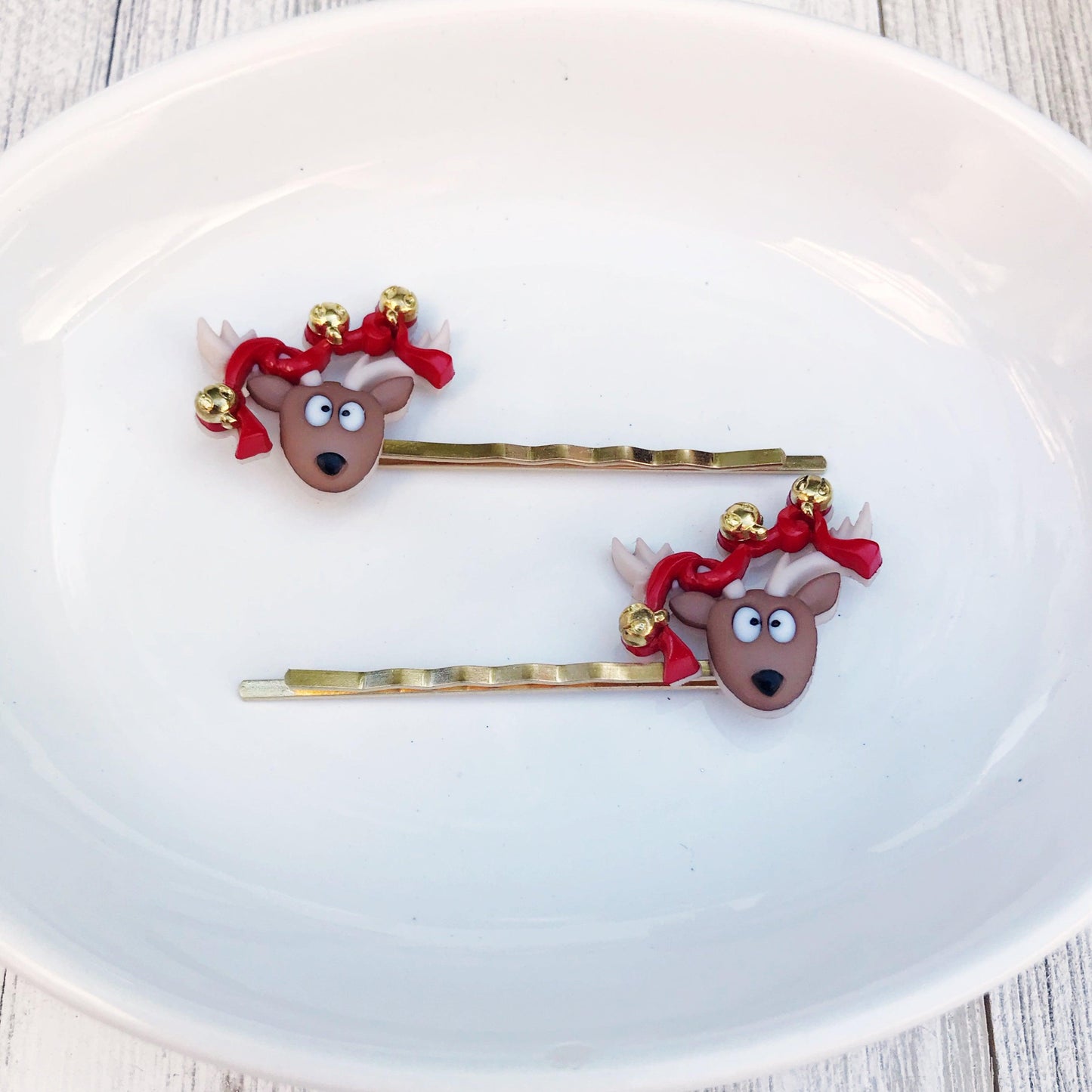 Reindeer with Jingle Bells Christmas Hair Pins: Festive Accessories for Holiday Cheer