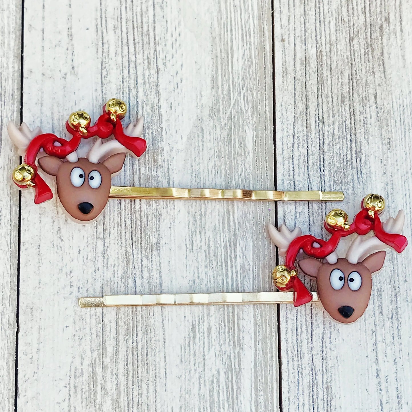 Reindeer with Jingle Bells Christmas Hair Pins: Festive Accessories for Holiday Cheer