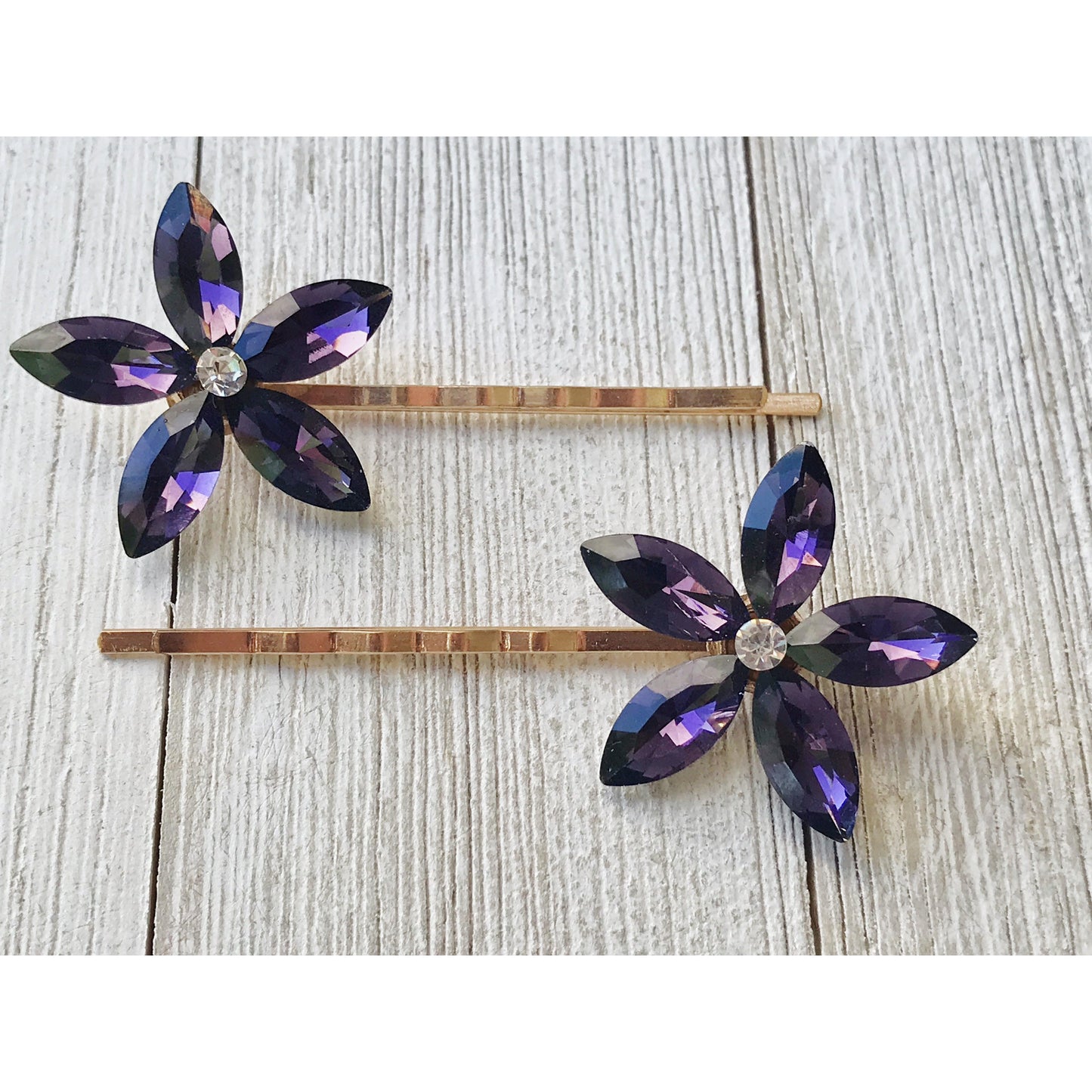 Rhinestone Hair Pin, Purple Flower Hair Pin, Hair Pin Womens, Decorative Bobby Pin, Wedding Hair Pin