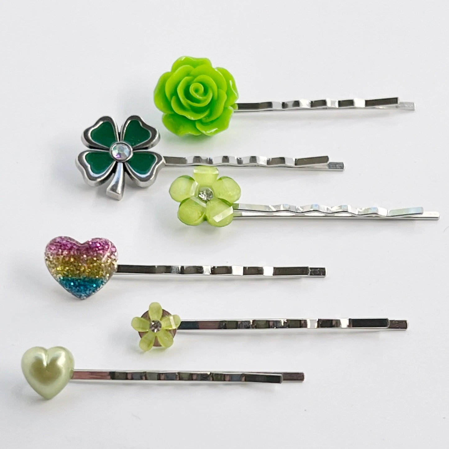 St Patricks Day Hair Pin, Green Flower Hair Pin, Floral Bobby Pin, Women Hair Clip, Decorative Hair Pin, Hair Pin for Women, Womens Barrette