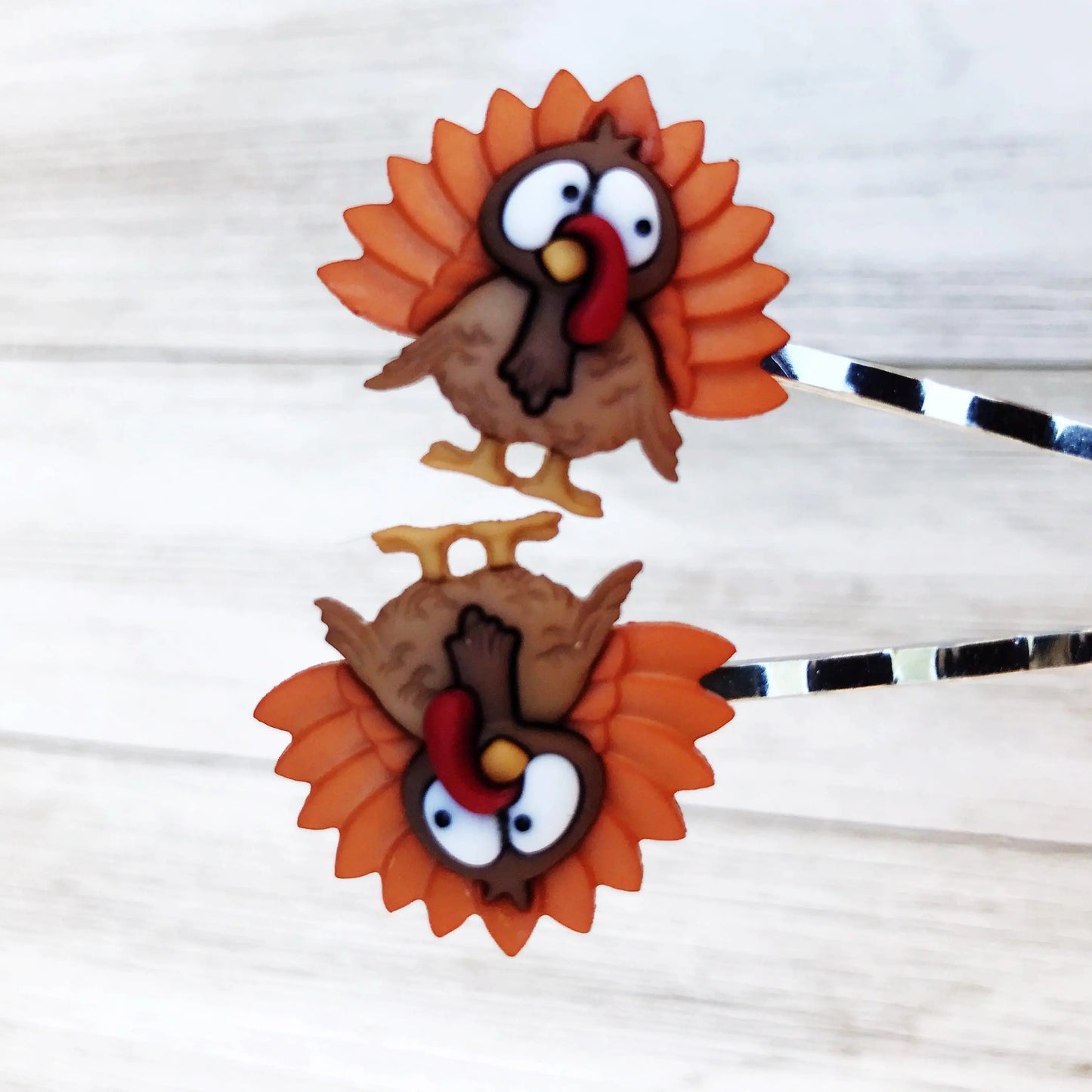 Thanksgiving Hair Pins, Turkey Hair Clips, Fall Hair Barrettes, Womens Bobby Pins, Cute Hair Pins, Thanksgiving Jewelry, Fall Accessories