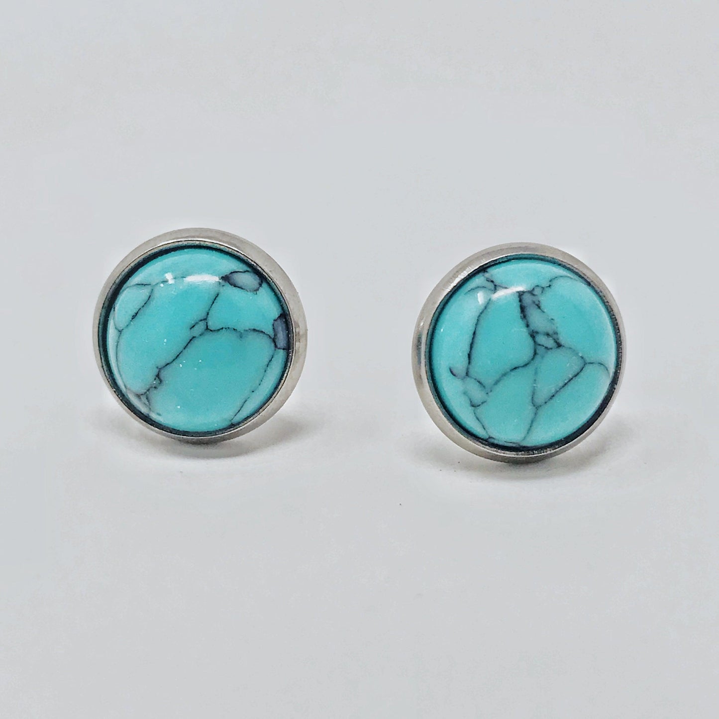 Turquoise 10mm Stud Earrings: Boho Western Chic Accessories
