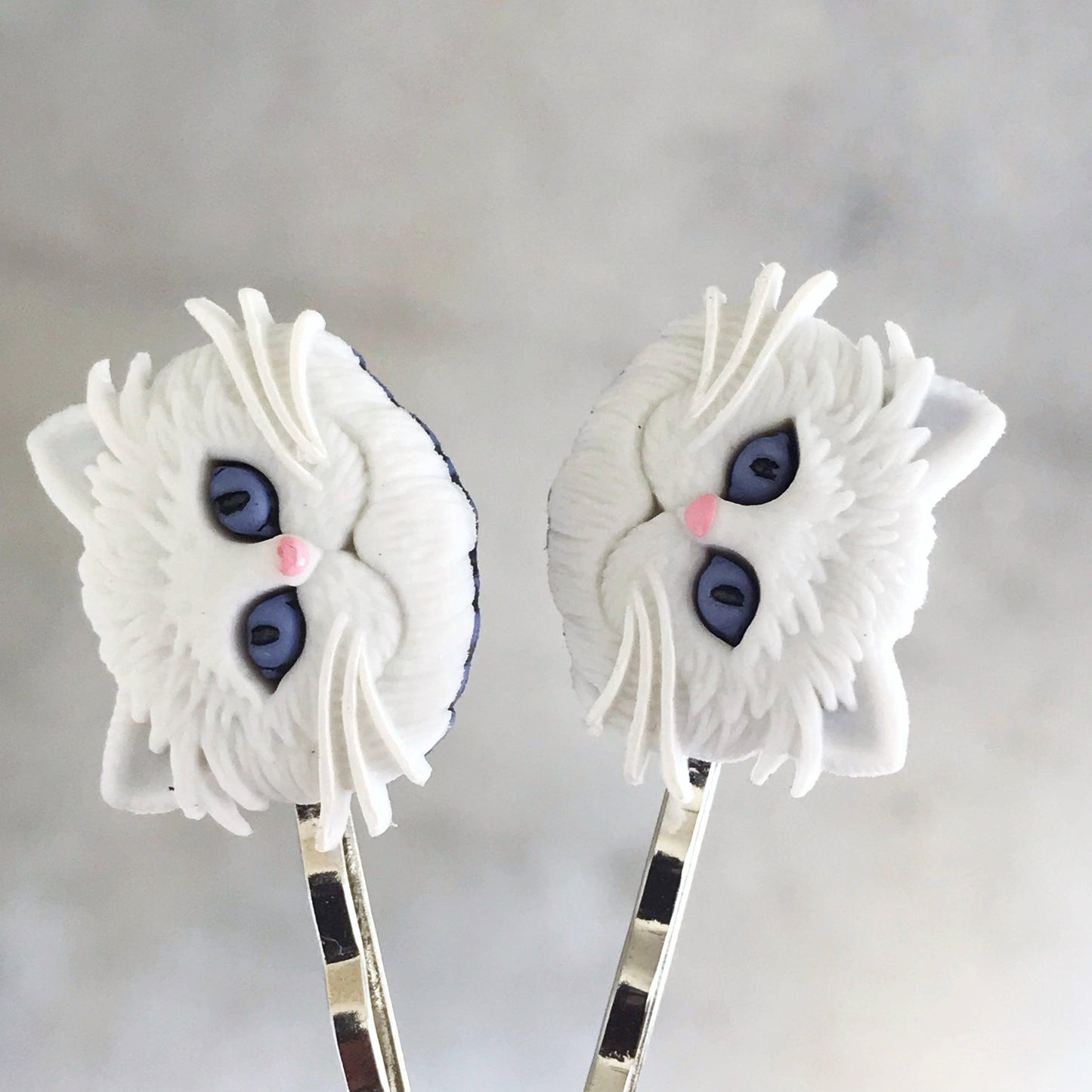 White Cat Hair Pins