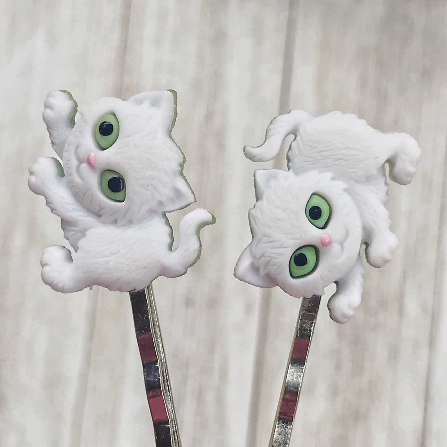 White Cat Hair Pins for Women