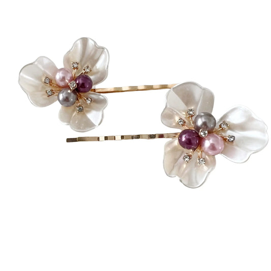 White Floral Hair Pin Set