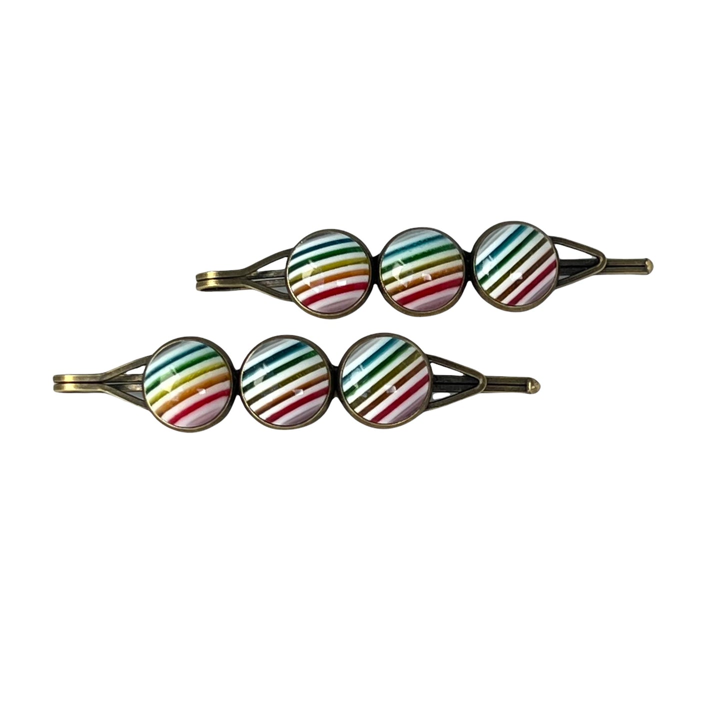 White Rainbow Hair Pins, Summer Hair Pins, Retro Vintage Hair Clips, Womans Hair Pins, Womens Hair Clips, Rainbow Bobby Pins, Womans Barrettes