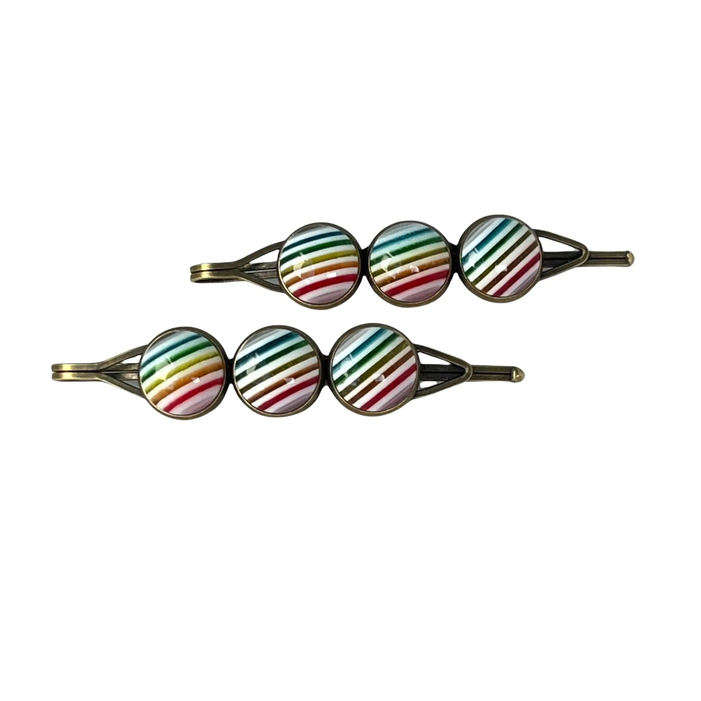 White Rainbow Hair Pins, Summer Hair Pins, Retro Vintage Hair Clips, Womans Hair Pins, Womens Hair Clips, Rainbow Bobby Pins, Womans Barrettes