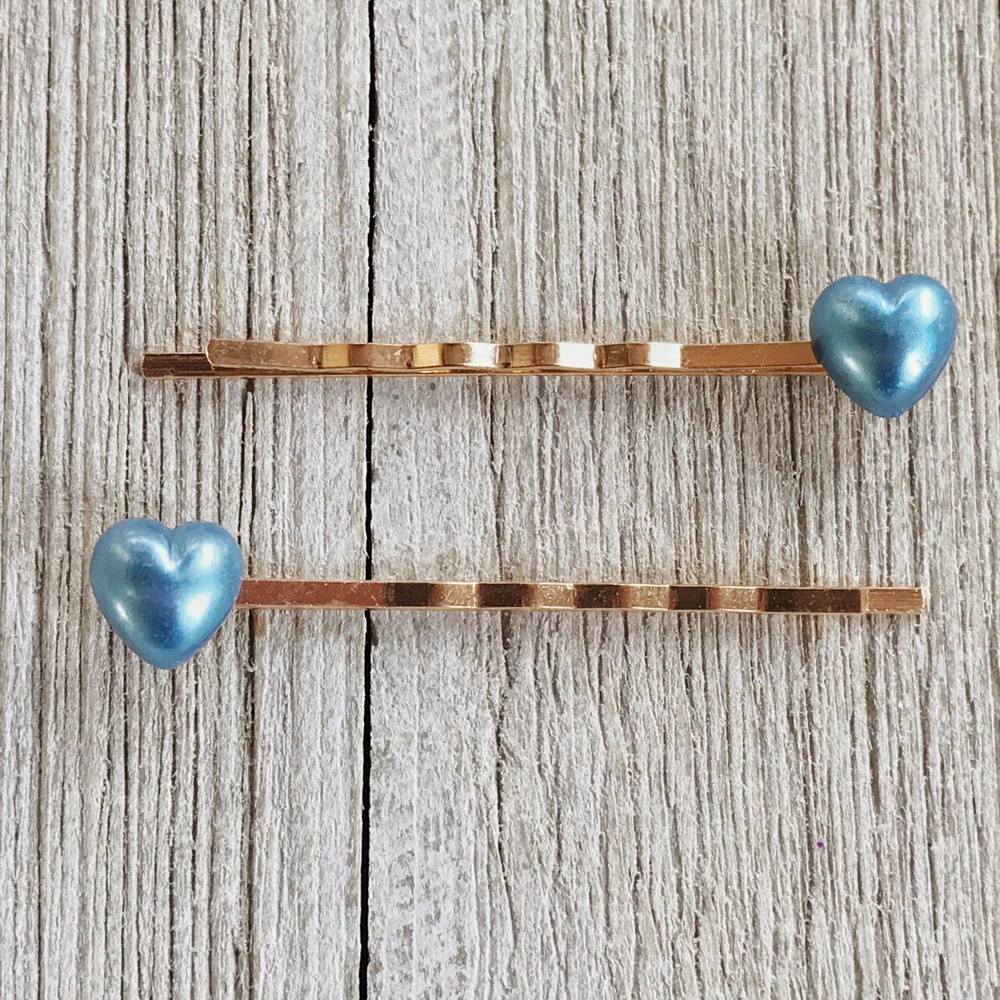 Blue Heart Hair Pins - Women’s Bobby Pins with Cute and Decorative Design