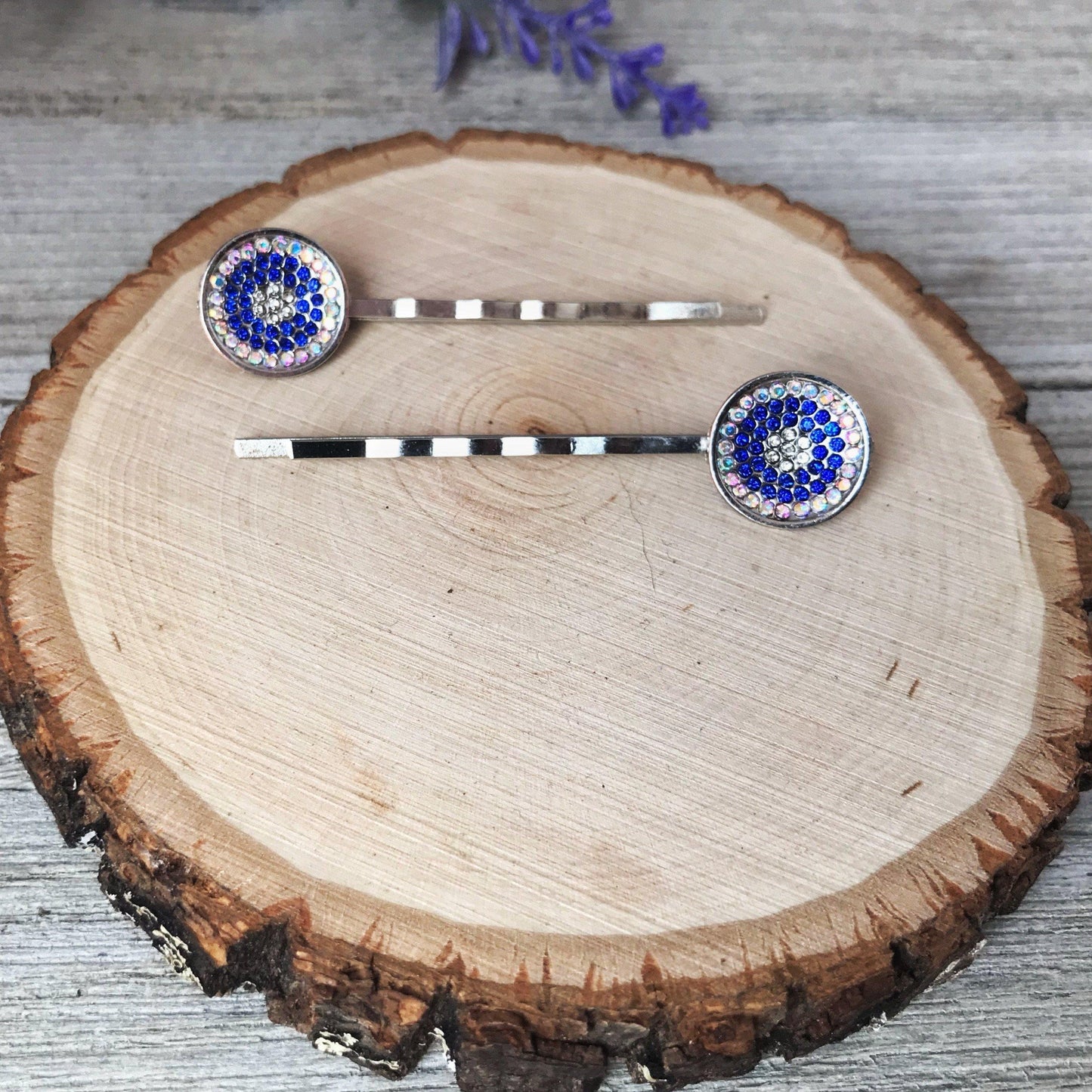 Blue Rhinestone Round Hair Pins - Decorative Bobby Pins for Women - Elegant Cobalt Blue Crystal Hair Accessory