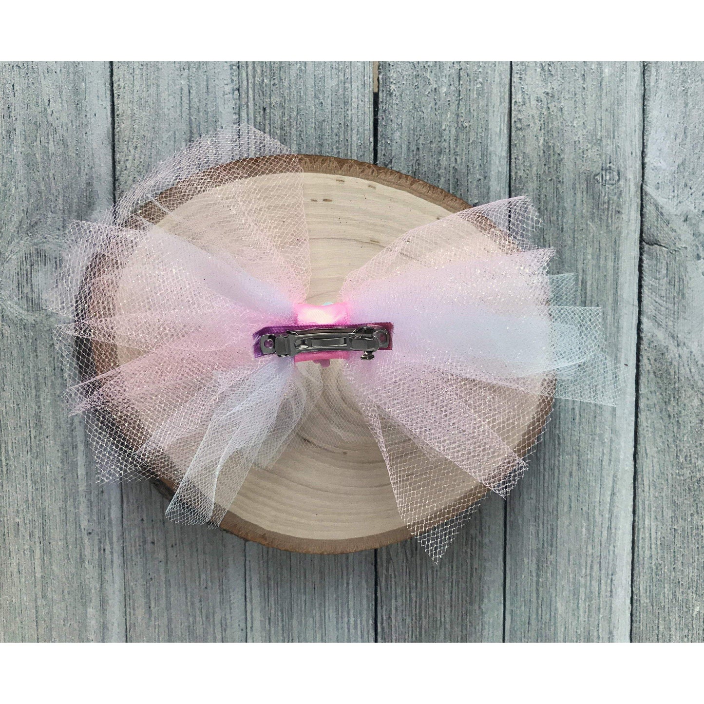 Pink Hair Bow with Blue Seahorse - Whimsical and Playful Hair Accessory