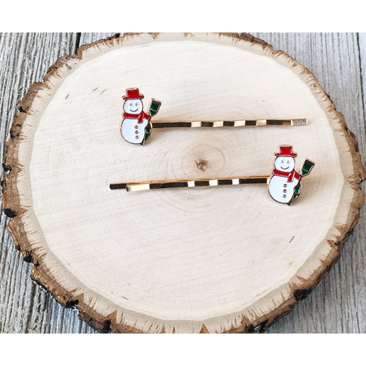 Snowman Hair Pins - Festive Holiday Accessories