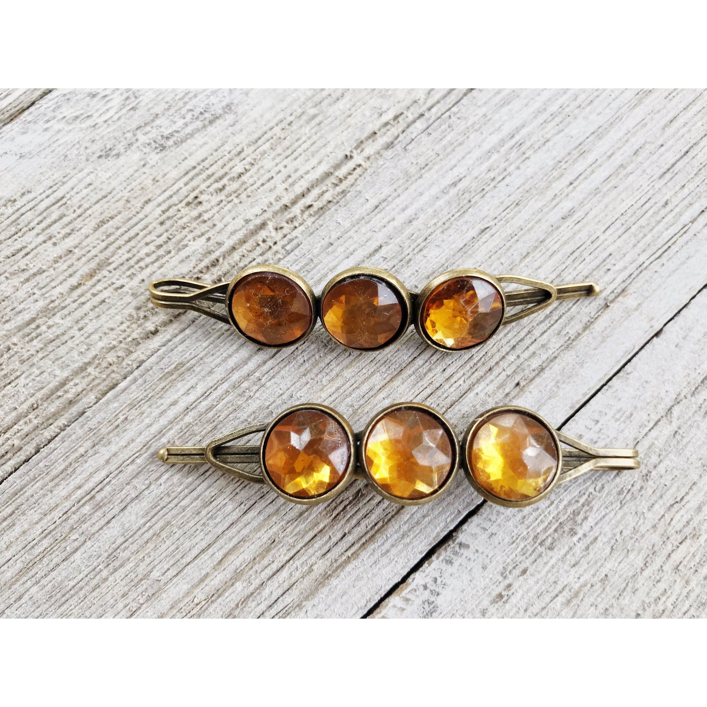 Citrine Topaz Hair Pin - Cute Bobby Pin & Barrette for Women's Hairstyles | Brown Hair Clip & Bobby Pin Set