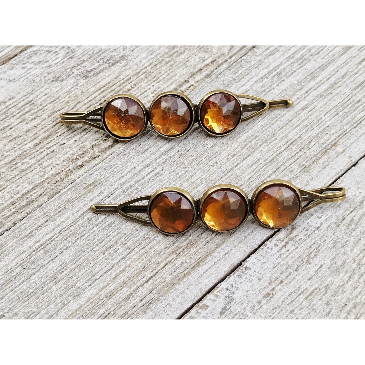 Citrine Topaz Hair Pin - Cute Bobby Pin & Barrette for Women's Hairstyles | Brown Hair Clip & Bobby Pin Set