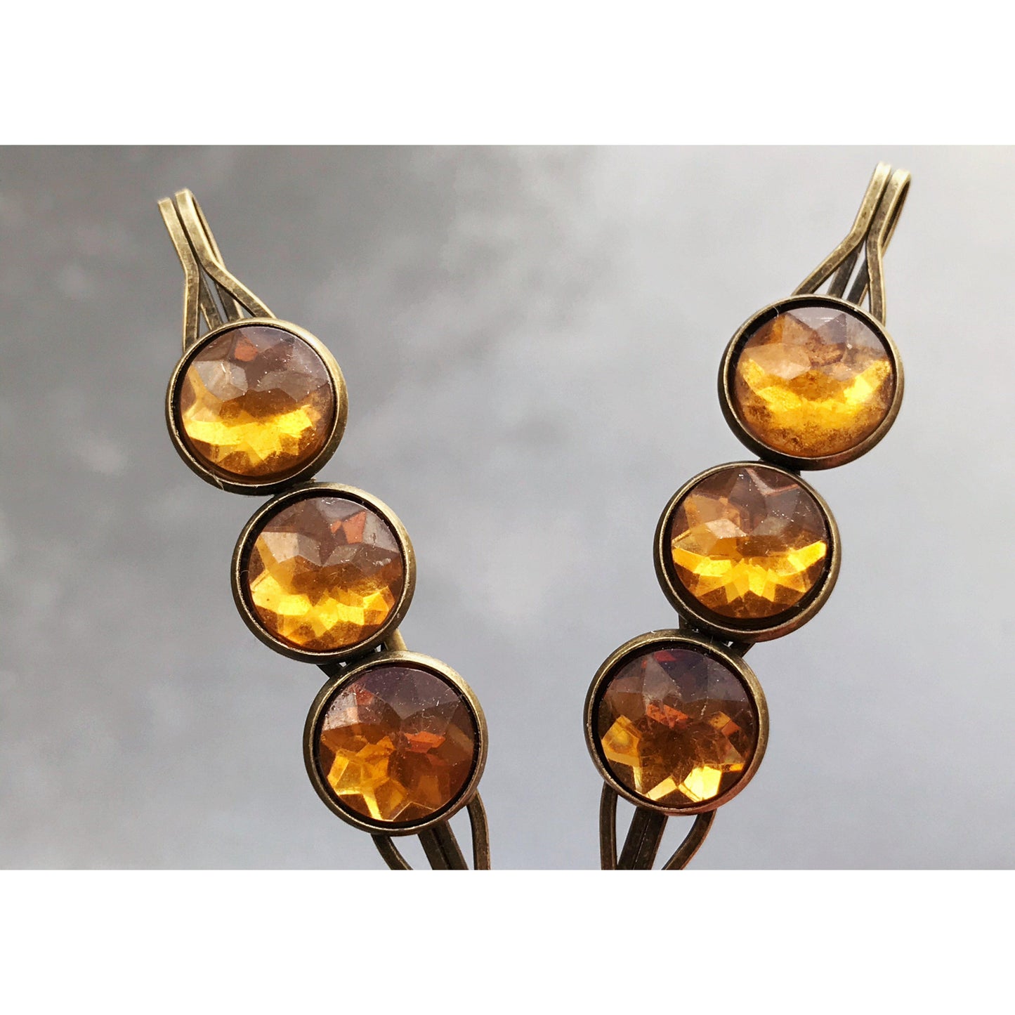 Citrine Topaz Hair Pin - Cute Bobby Pin & Barrette for Women's Hairstyles | Brown Hair Clip & Bobby Pin Set