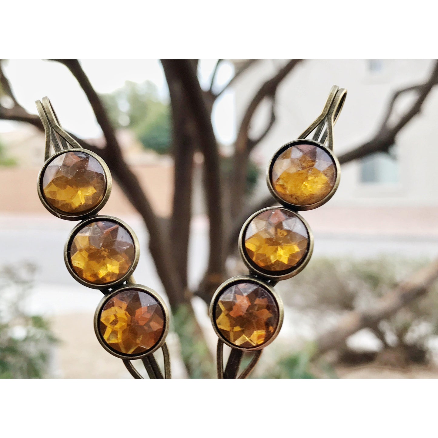 Citrine Topaz Hair Pin - Cute Bobby Pin & Barrette for Women's Hairstyles | Brown Hair Clip & Bobby Pin Set