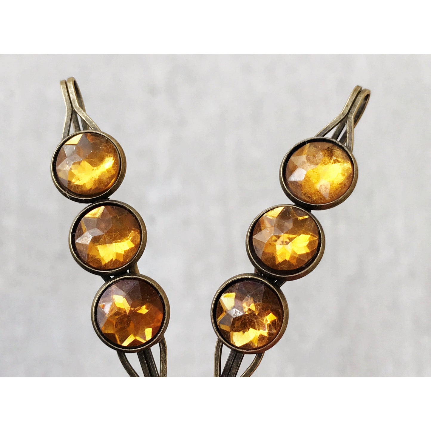 Citrine Topaz Hair Pin - Cute Bobby Pin & Barrette for Women's Hairstyles | Brown Hair Clip & Bobby Pin Set