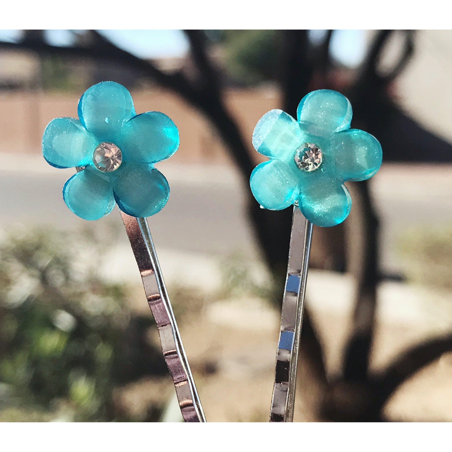Flower Hair Pins, Wedding Hair Pins, Womens Hair Pins, Blue Flower Hair Pin, Bridal Hair Accessories, Flower Bobby Pins, Blue Rose Hair Pins