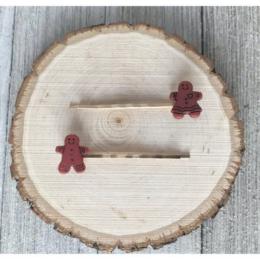 Gingerbread Man Hair Pin, Christmas Hair Clip, Holiday Barrettes, Womens Hair Clips, Girls Bobby Pin