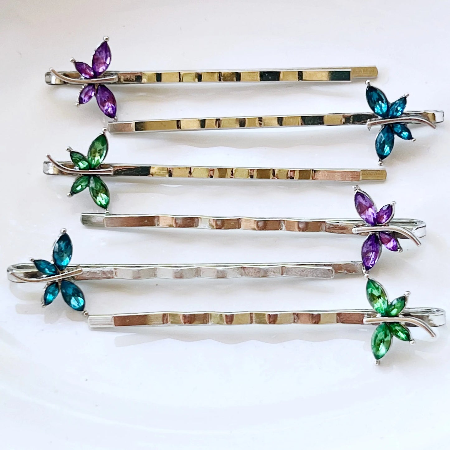 Colorful dragonfly hair pin set perfect for gifting or everyday wear