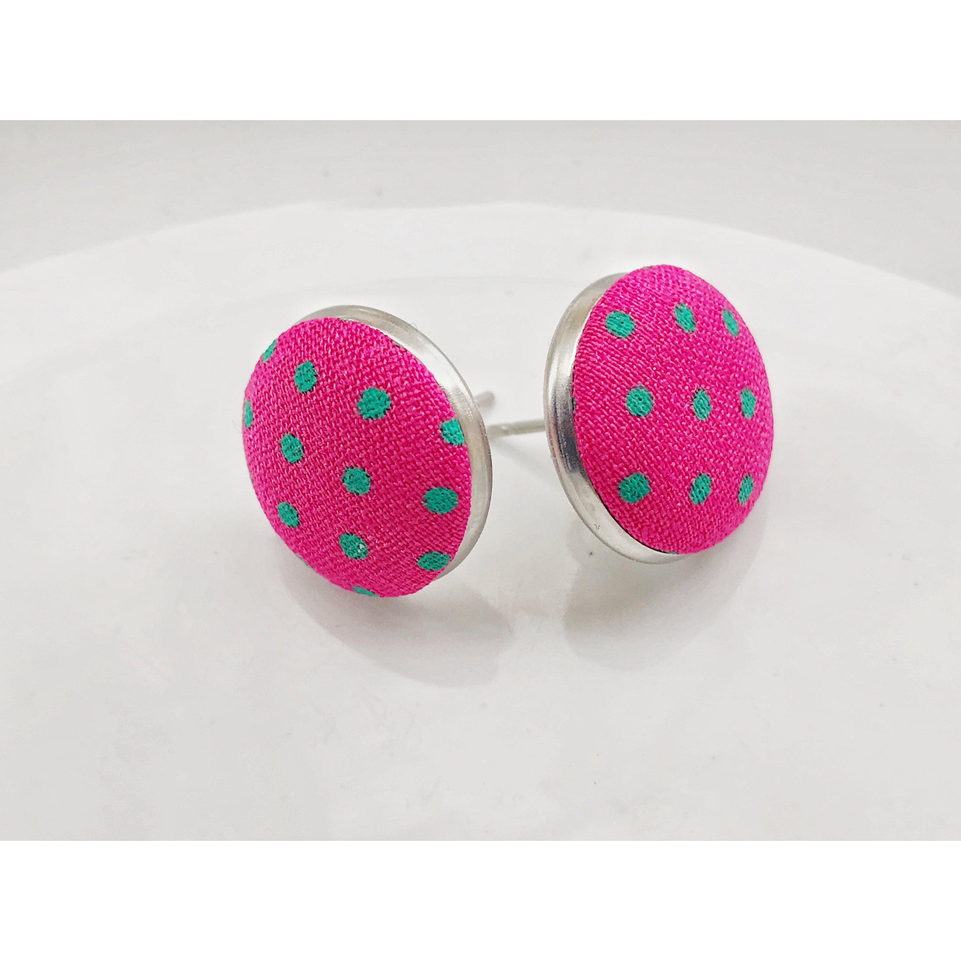Hot Pink Polka Dot Stud Earrings - Playful & Stylish Accessories